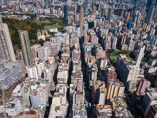 Top view of Hong Kong cityscape