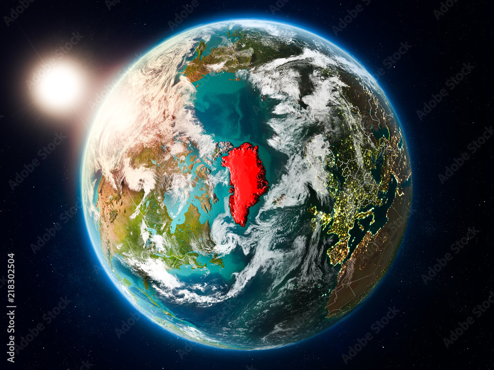 Greenland with sunset from space Greenland with sunset from space