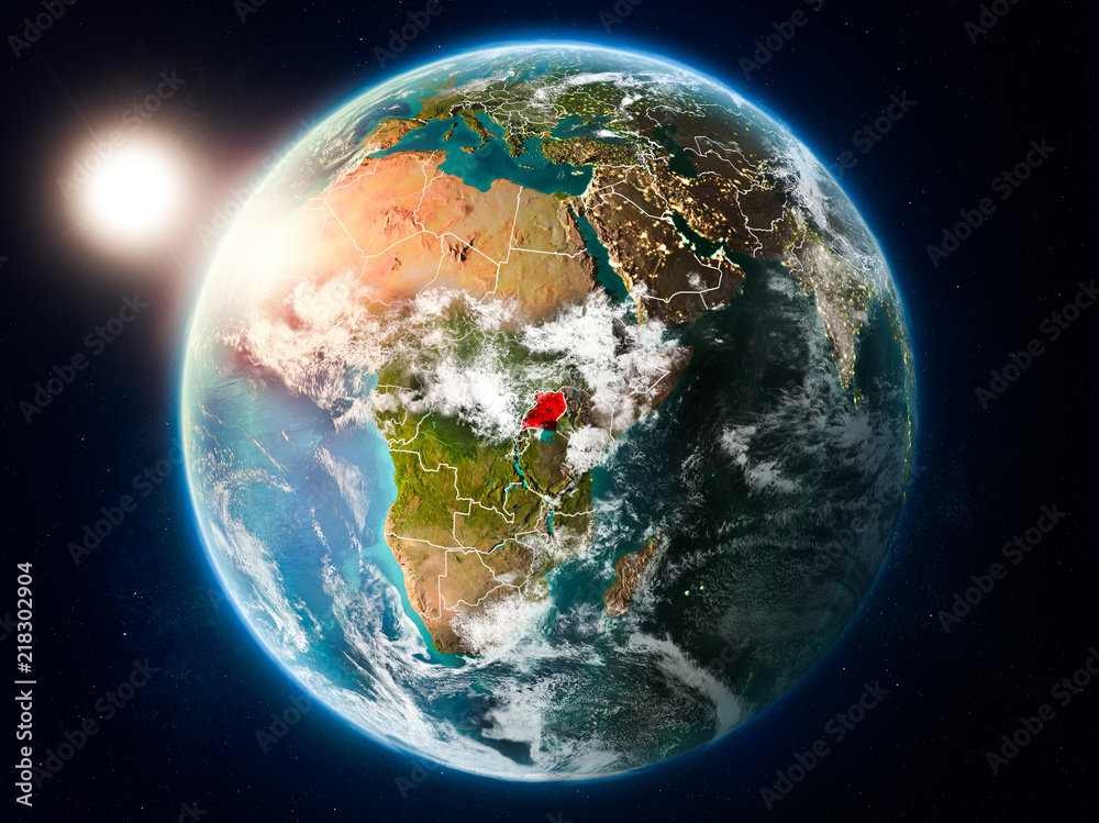Uganda with sunset from space Uganda with sunset from space
