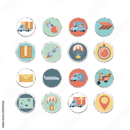 food delivery service set icons vector illustration design