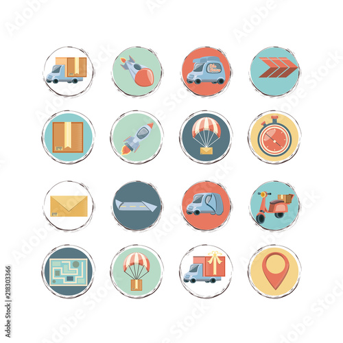food delivery service set icons vector illustration design
