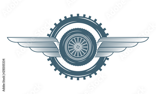 industry automotive wheel car gears wings emblem