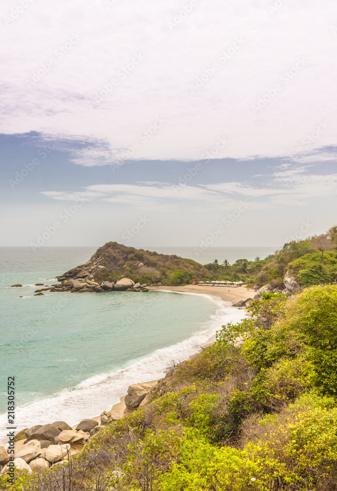 A typical view in Tayrona National Park in Colombia.