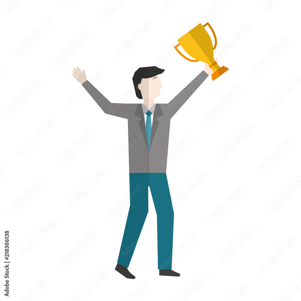 businessman with trophy cup avatar character businessman with trophy cup avatar character
