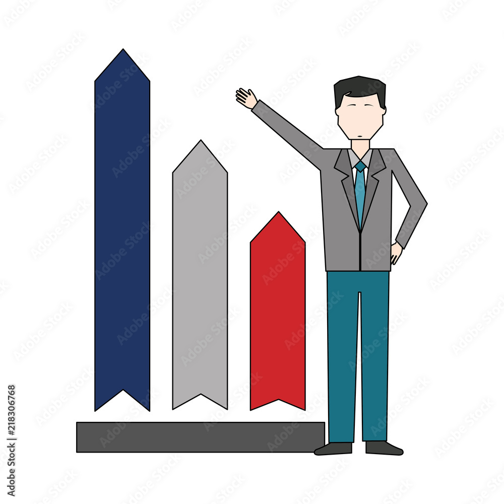 businessman with graph statistic avatar character businessman with graph statistic avatar character