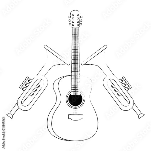 acoustic guitar and trumpets musical instrument