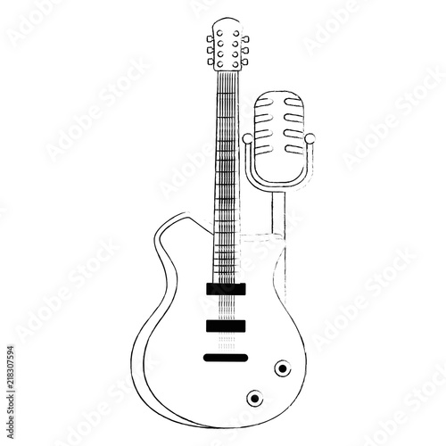 electric guitar with microphone musical instrument