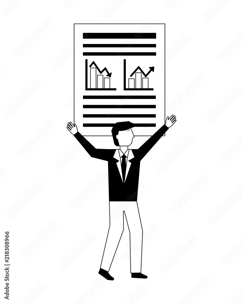 businessman with graph statistic avatar character businessman with graph statistic avatar character