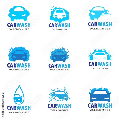 Car Wash Logo, Cleaning Car, Washing and Service Vector Logo Design