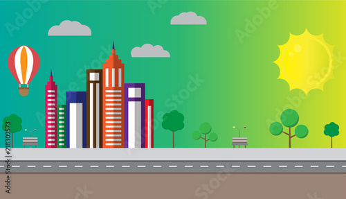 Flat design urban landscape illustration