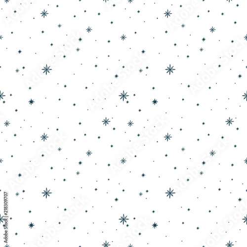 Seamless pattern with a night sky of stars and constellations. Hand-Drawn illustration Background. Beautiful elegant magic abstract picture. For printing on textiles, wallpaper and other decor.