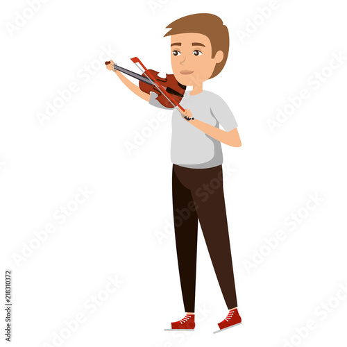 man playing fiddle character
