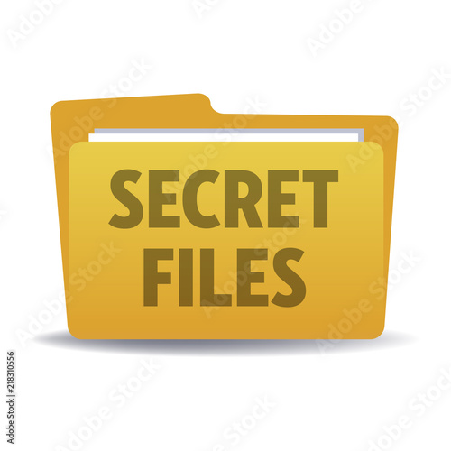 Isolated yellow folder with the text secret files written with capital letters