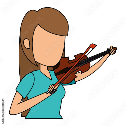 woman playing fiddle character