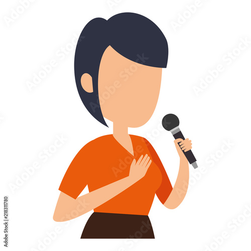 woman singing with microphone
