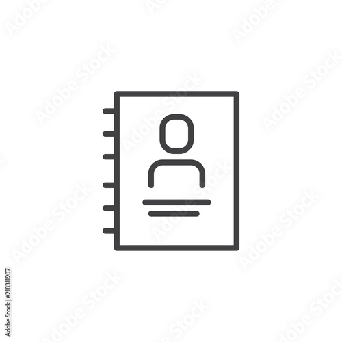 Address book outline icon. linear style sign for mobile concept and web design. Contact book simple line vector icon. Symbol, logo illustration. Pixel perfect vector graphics