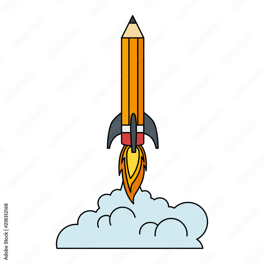 Fototapeta premium pencil rocket start up with smoke