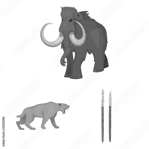 Life in the Stone Age monochrome icons in set collection for design. Ancient people vector symbol stock web illustration.