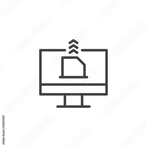 Email send outline icon. linear style sign for mobile concept and web design. Computer monitor with mail simple line vector icon. Symbol, logo illustration. Pixel perfect vector graphics