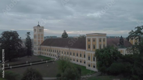 Beautiful castle during sunrise in the early morning hours. Nice landscape in the summer. photo