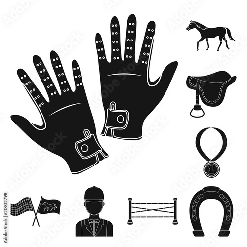 Hippodrome and horse black icons in set collection for design. Horse Racing and Equipment vector symbol stock web illustration.