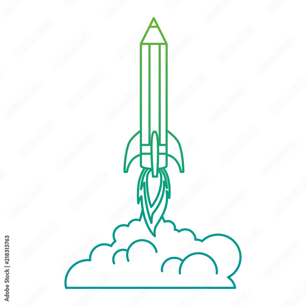 Fototapeta premium pencil rocket start up with smoke