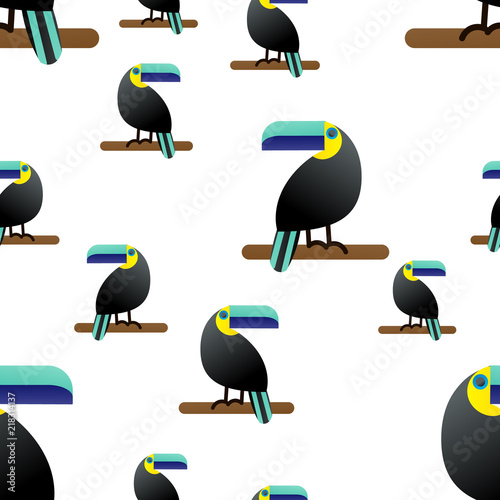 Seamless pattern. The Tropican theme is the Toucan bird
