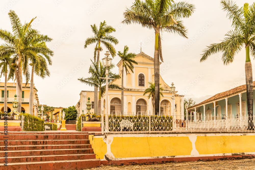 A typical view of plaza Major in trinidad in Cuba.
