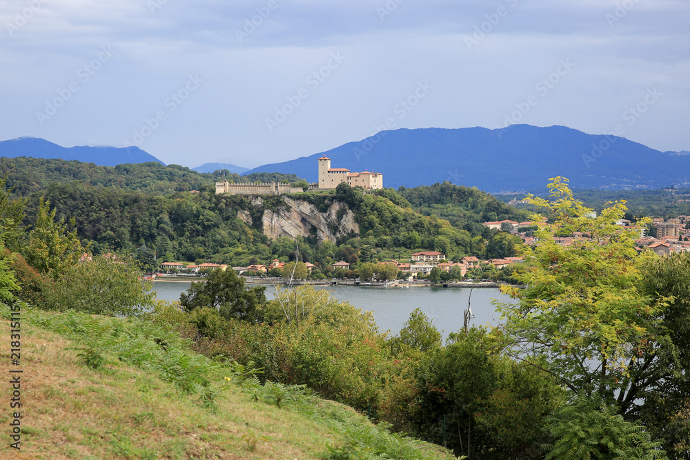 View at Rocca di Angera, Borromeo Castle, Lake Maggiore, Lago Maggiore, Italy
