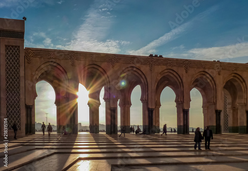 Sunset at Mosque Hassan II Casablanca Morocco