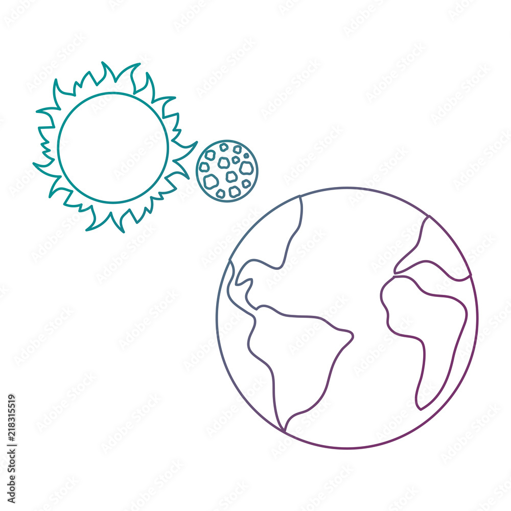 world planet earth with sun and moon world planet earth with sun and moon