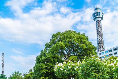 Beautiful exterior building of marine tower photo