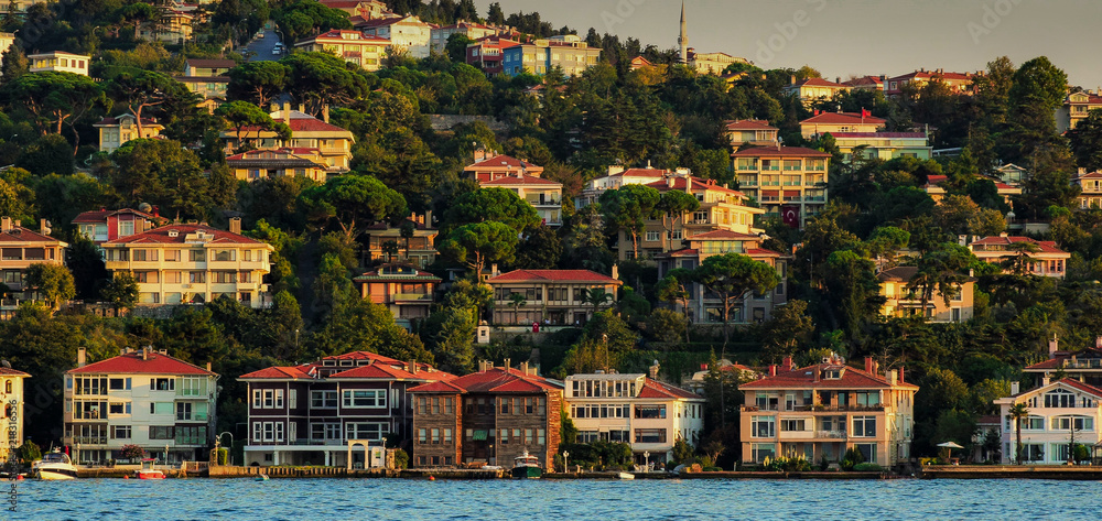 Houses on the banks of the Bosporus Strait in Istanbul