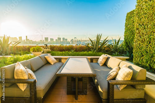 Canvas Print Outdoor patio with table and chair