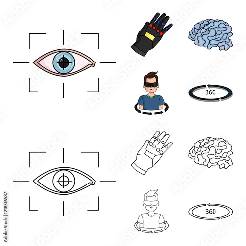 Technology, innovation, man, complemented .Virtual reality set collection icons in cartoon,outline style vector symbol stock illustration web.