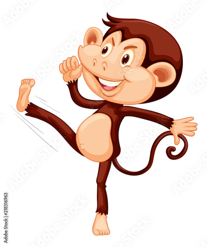 A happy monkey on white backgroung
