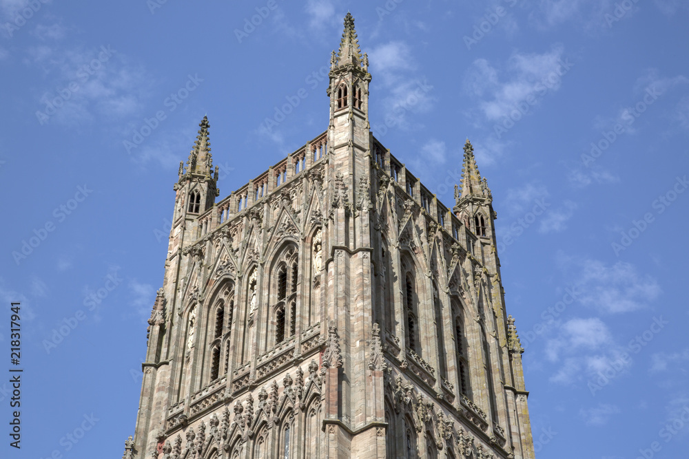Tower of Cathedral Church; Worcester; England