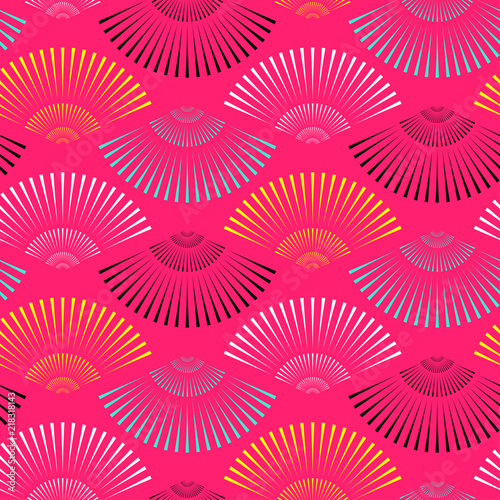 asian style fans seamless pattern in magenta shades