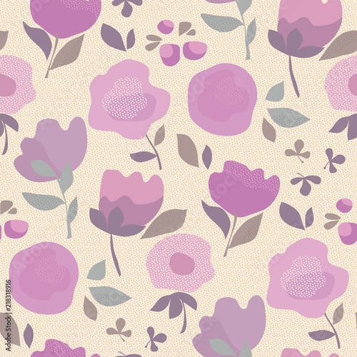Elegant violet color boho style floral seamless pattern