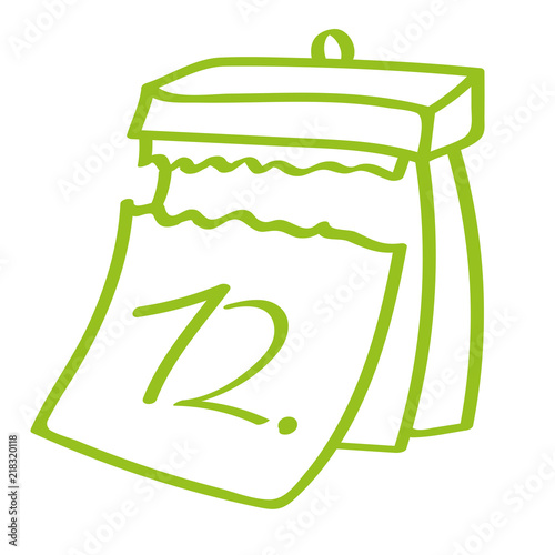 Handgezeichneter Kalender - Tag 12 in hellgrün