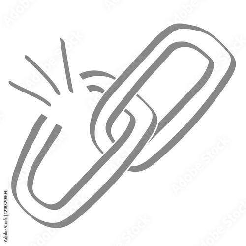 Handgezeichnetes Link-Symbol offen in grau