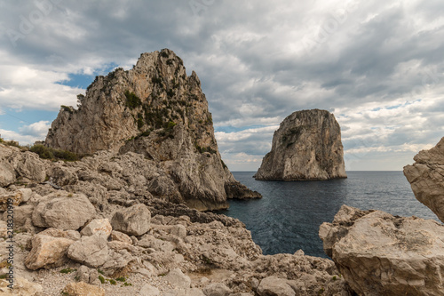 View of Capri island  Italy  with Faraglioni