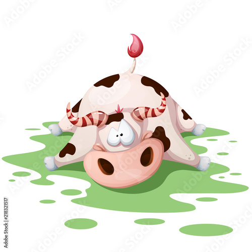 Funny, cute, crazy cartoon cow characters Vector eps 10