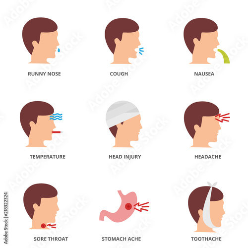 Illness set of vector icons
