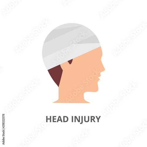 Head injury flat vector icon