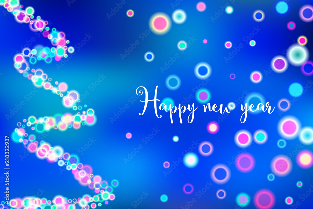 Happy New Year vector illustration with abstract new year bokeh tree.