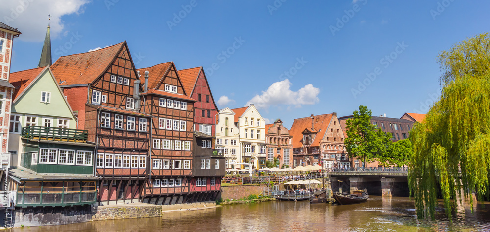 Fototapeta premium Panorama of the historic harbor of Luneburg, Germany