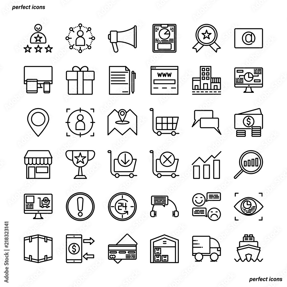 Marketing Outline Icons perfect pixel.
