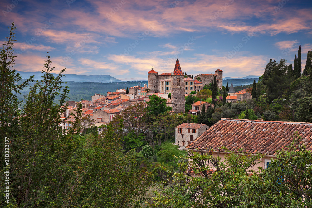 Callian, Var, Provence, France: landscape at dawn of the ancient village