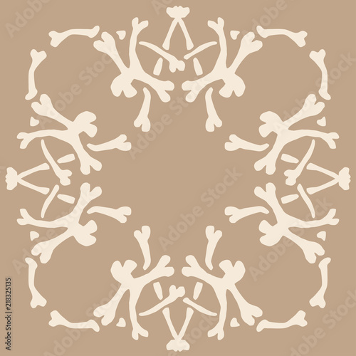 The pattern of bones. Square ethnic tribal  ornament. Embroidery background. Bandanna, shawl, design for textile fabric print. Vector 